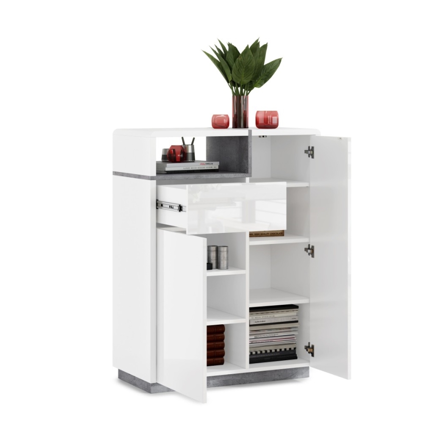 Cabinet with drawer FRED white/grey