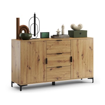 Cabinet with drawers and small door LORA oak artisan