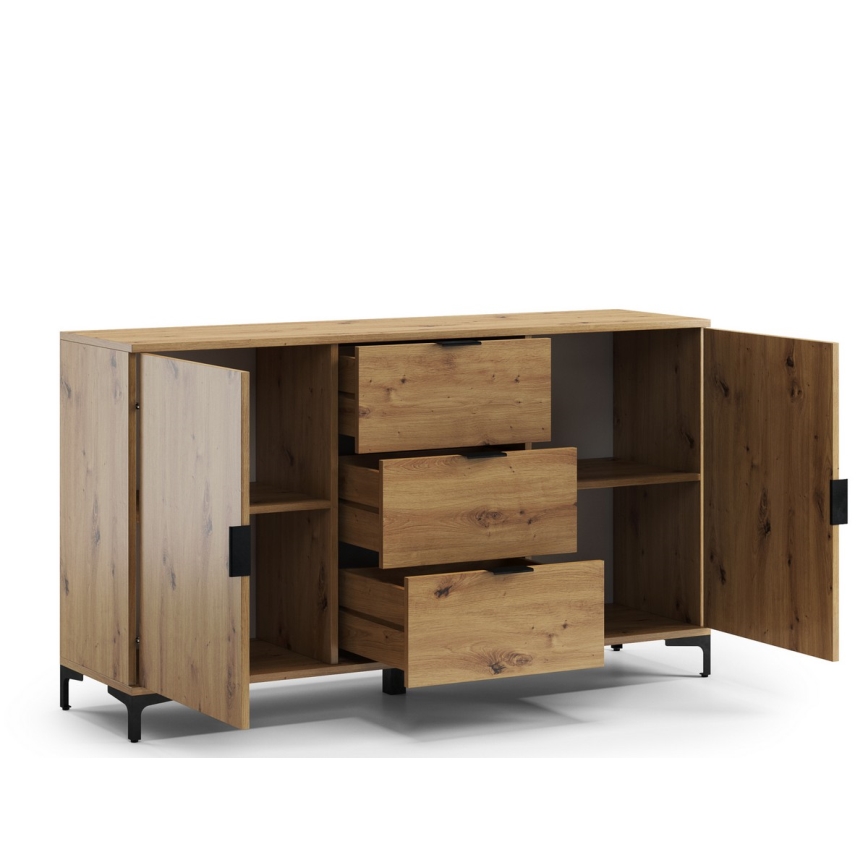 Cabinet with drawers and small door LORA oak artisan