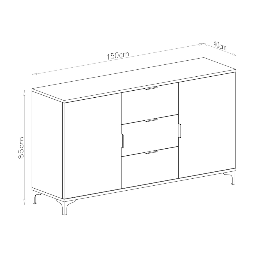 Cabinet with drawers and small door LORA oak artisan