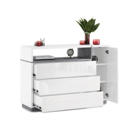 Cabinet with drawers FRED white/grey