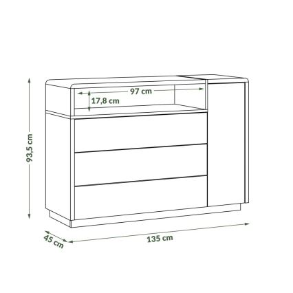 Cabinet with drawers FRED white/grey