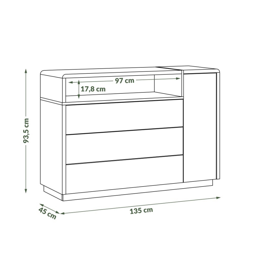 Cabinet with drawers FRED white/grey