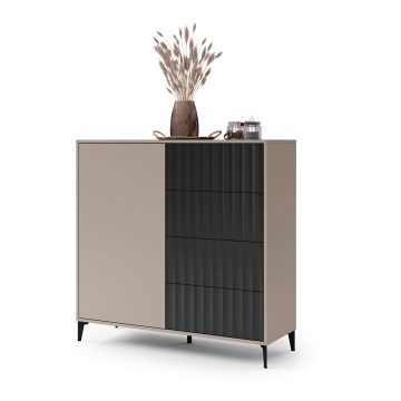 Cabinet with drawers RONJA taupe/black