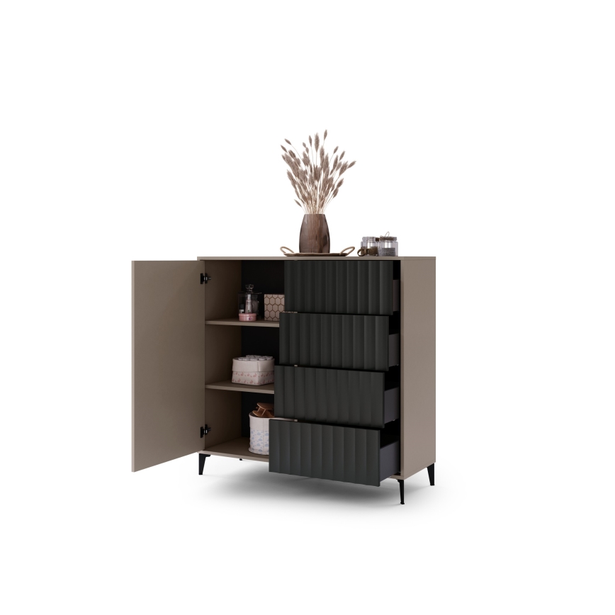 Cabinet with drawers RONJA taupe/black