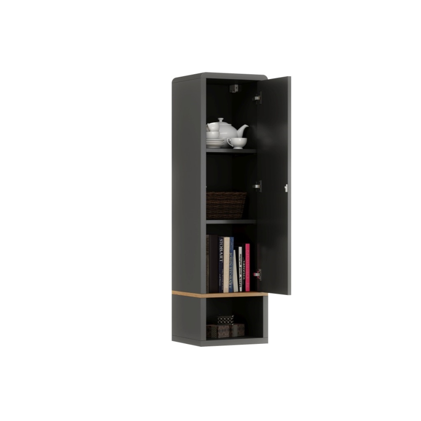 Cabinet with open shelf FRED anthracite/oak artisan