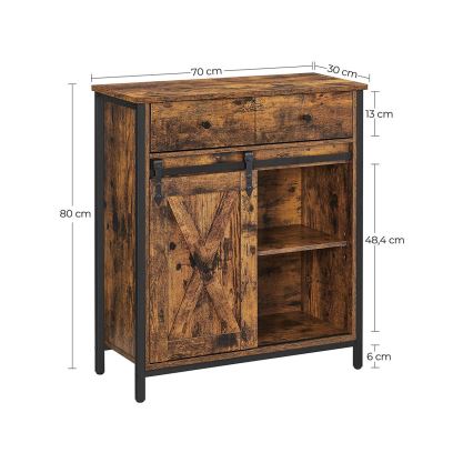 Cabinet with sliding doors and drawers FIRA brown/black