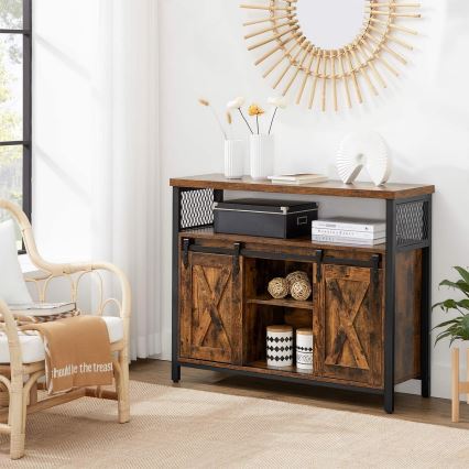 Cabinet with sliding doors FIRA brown/black