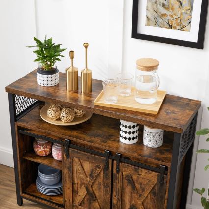 Cabinet with sliding doors FIRA brown/black