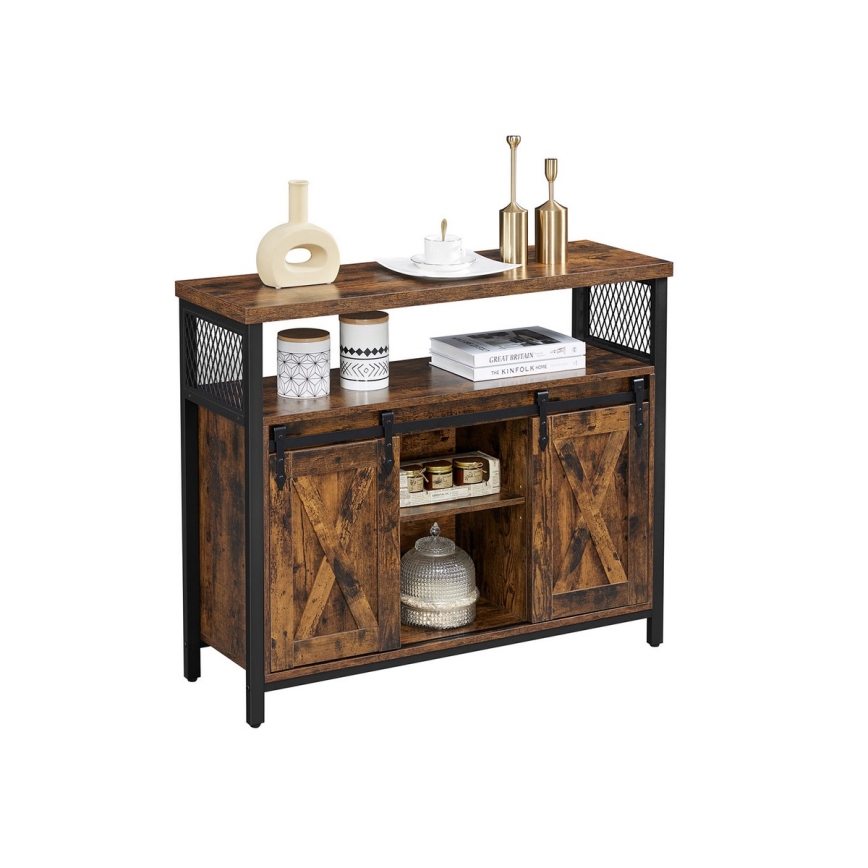 Cabinet with sliding doors FIRA brown/black