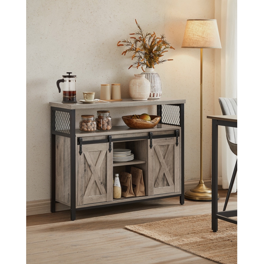 Cabinet with sliding doors FIRA taupe/black