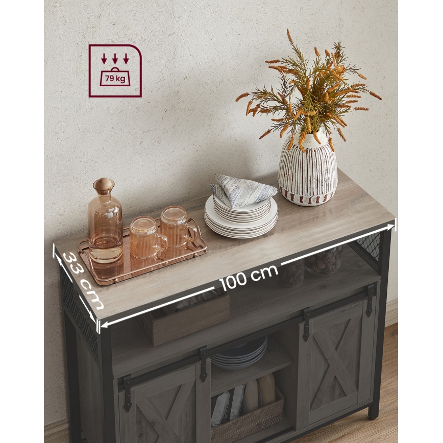 Cabinet with sliding doors FIRA taupe/black