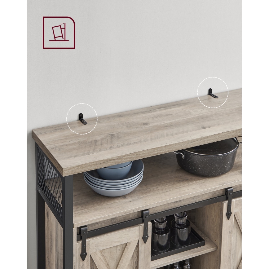 Cabinet with sliding doors FIRA taupe/black
