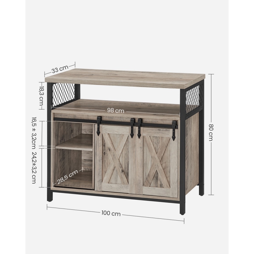 Cabinet with sliding doors FIRA taupe/black