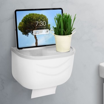 Cabinet with Toilet Paper Holder 21 x 13.5 cm, White/Grey