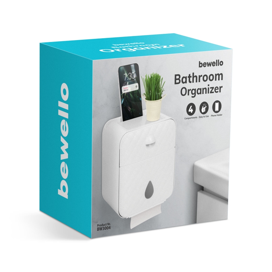 Cabinet with toilet paper holder, 22 x 20.5 cm, white