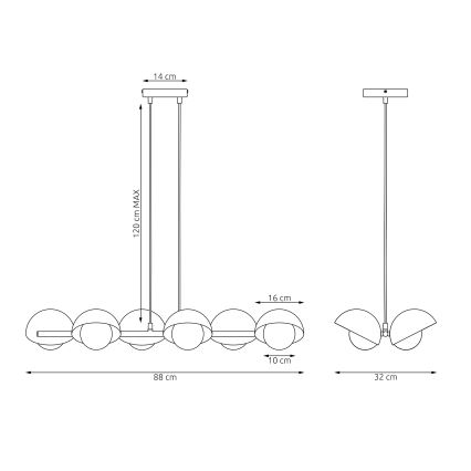 Cable-hung chandelier BOOM 6xG9/8W/230V beige