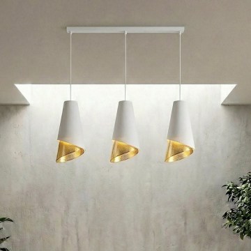 Cable-hung chandelier MODA 3xE27/15W/230V white/gold