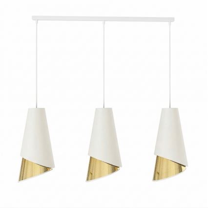 Cable-hung chandelier MODA 3xE27/15W/230V white/gold
