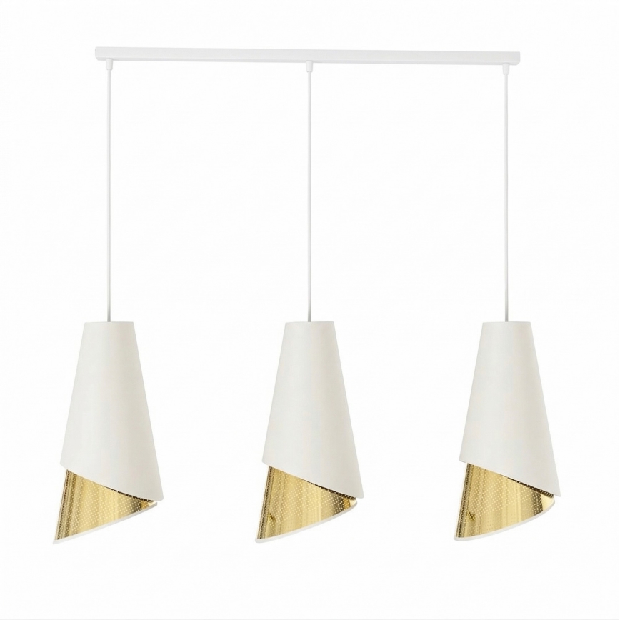 Cable-hung chandelier MODA 3xE27/15W/230V white/gold