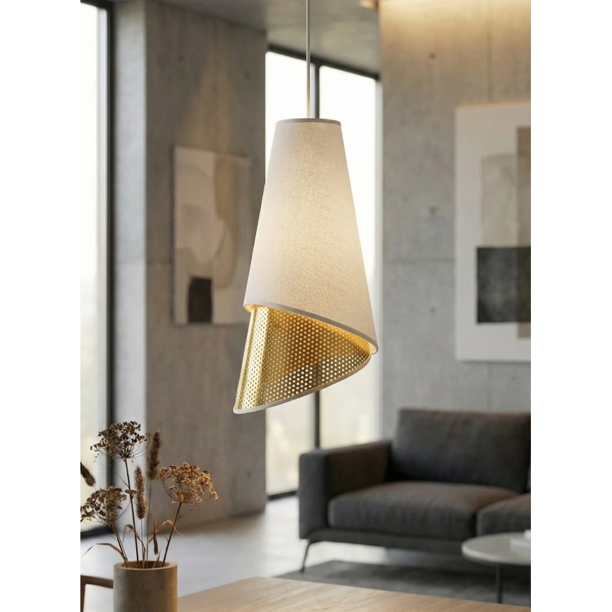 Cable-hung chandelier MODA 3xE27/15W/230V white/gold