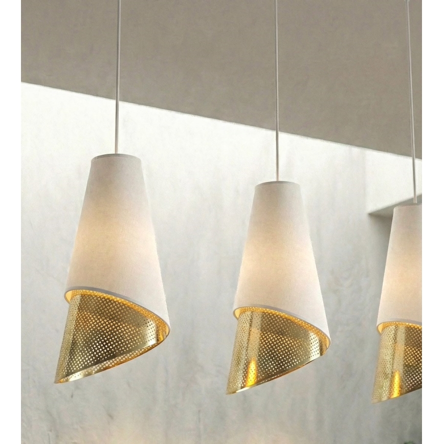 Cable-hung chandelier MODA 3xE27/15W/230V white/gold