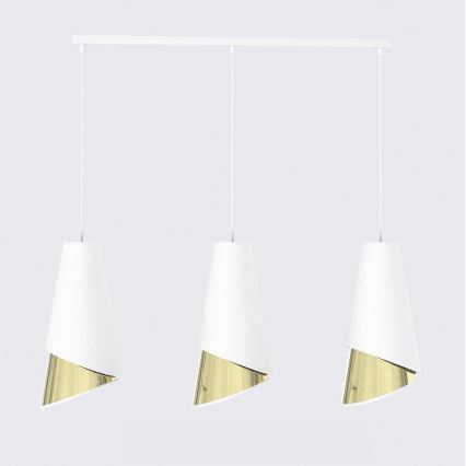 Cable-hung chandelier MODA 3xE27/15W/230V white/gold