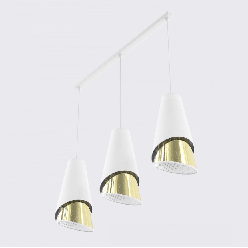 Cable-hung chandelier MODA 3xE27/15W/230V white/gold