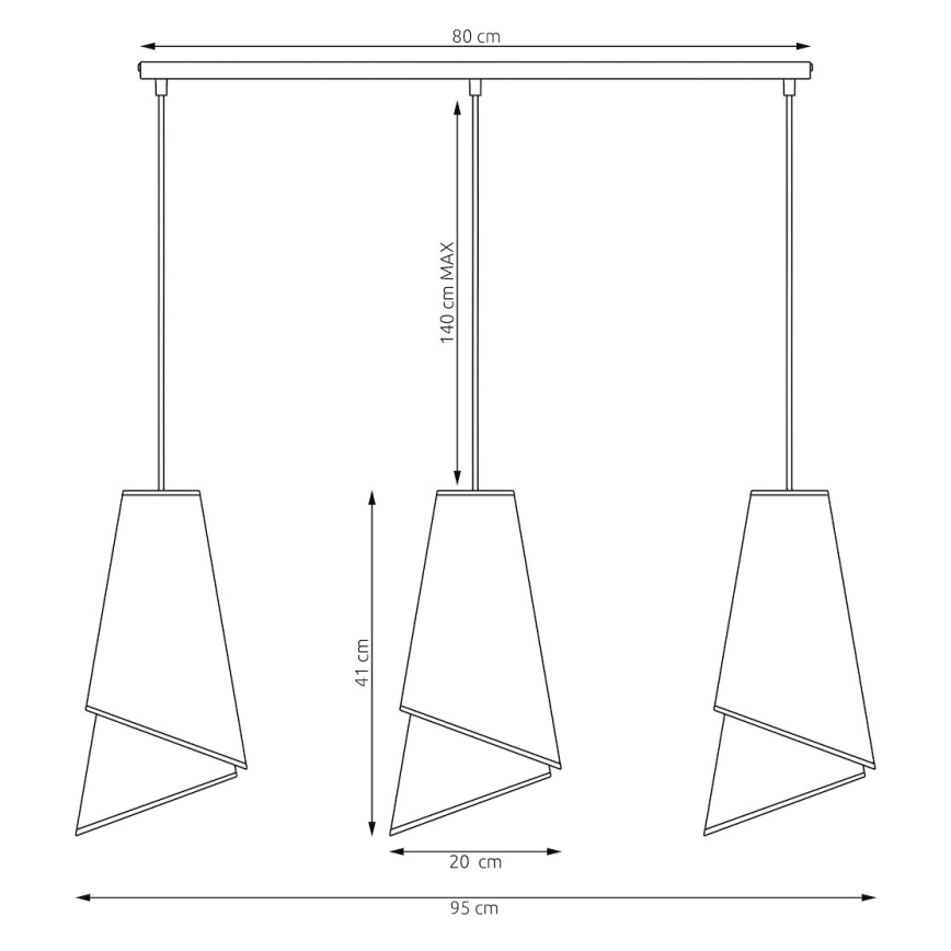 Cable-hung chandelier MODA 3xE27/15W/230V white/gold