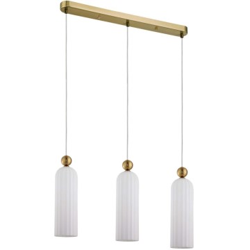 Cable-hung chandelier PIEGA 3xE14/40W/230V brass/white