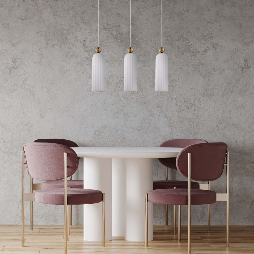 Cable-hung chandelier PIEGA 3xE14/40W/230V brass/white