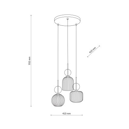 Cable-hung chandelier SOPHIA 3xE14/10W/230V black/smoky beige