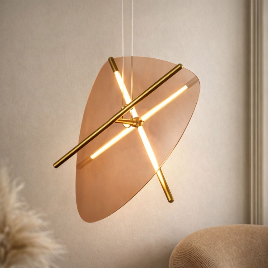 Cable-hung LED chandelier RELAX LED/15W/230V gold/smoky brown