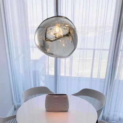 Cable-hung pendant CRUMPLED 1xE27/24W/230V Ø36 cm smoked