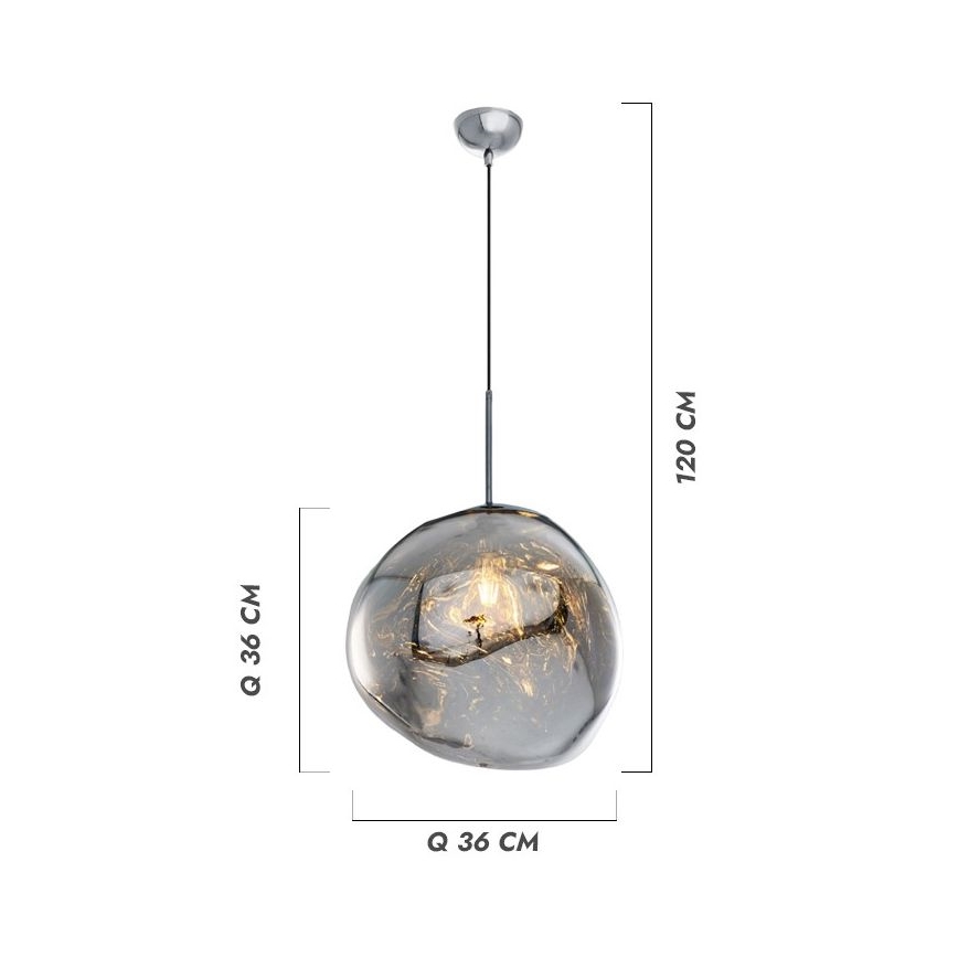 Cable-hung pendant CRUMPLED 1xE27/24W/230V Ø36 cm smoked
