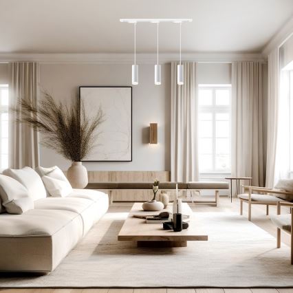 Cable-hung pendant for PIPE track system, 3x GU10/10W/230V, white