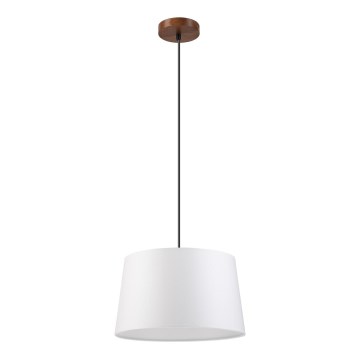 Cable-hung pendant lamp AIDA 1xE27/60W/230V diam. 35 cm oak/walnut/white