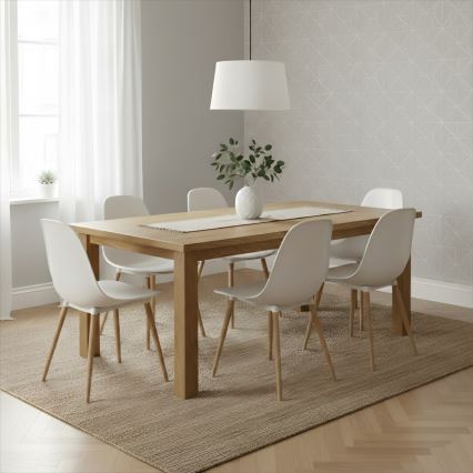 Cable-hung pendant lamp AIDA 1xE27/60W/230V diam. 35 cm oak/walnut/white