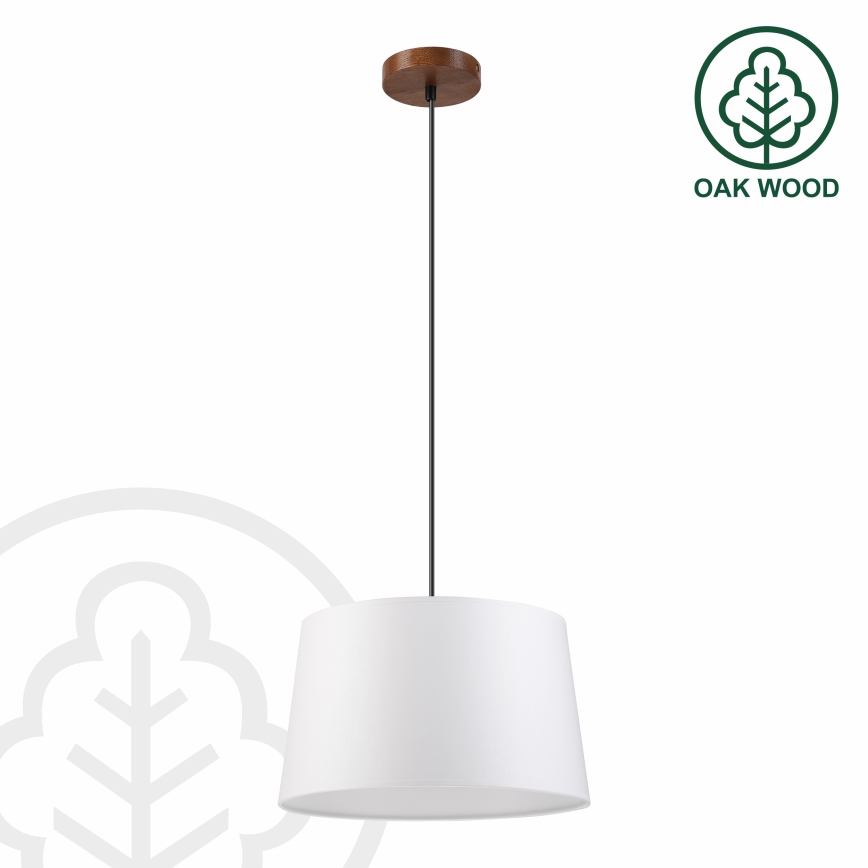 Cable-hung pendant lamp AIDA 1xE27/60W/230V diam. 35 cm oak/walnut/white
