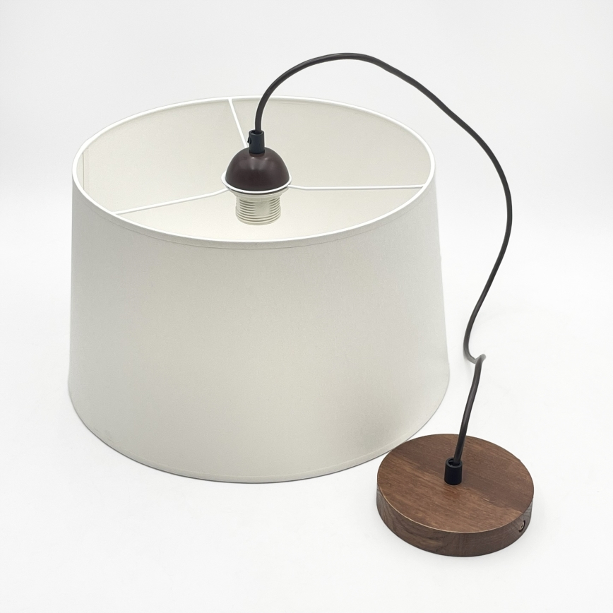 Cable-hung pendant lamp AIDA 1xE27/60W/230V diam. 35 cm oak/walnut/white