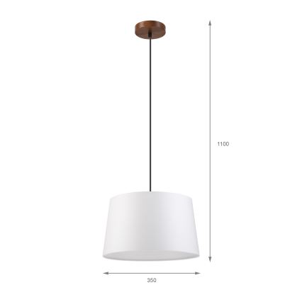 Cable-hung pendant lamp AIDA 1xE27/60W/230V diam. 35 cm oak/walnut/white