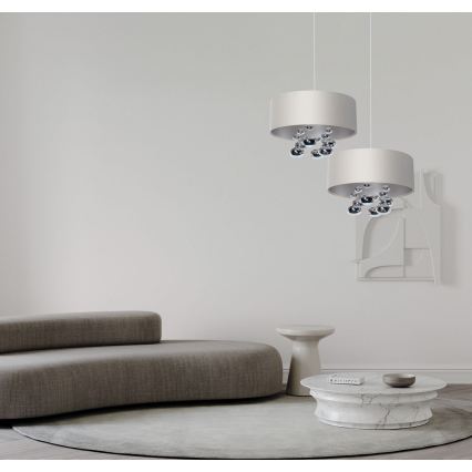 Cable-hung pendant lamp BUBBLE 1xE27/60W/230V Ø 50 cm white