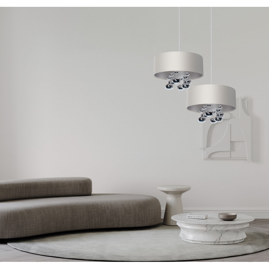 Cable-hung pendant lamp BUBBLE 1xE27/60W/230V Ø 50 cm white