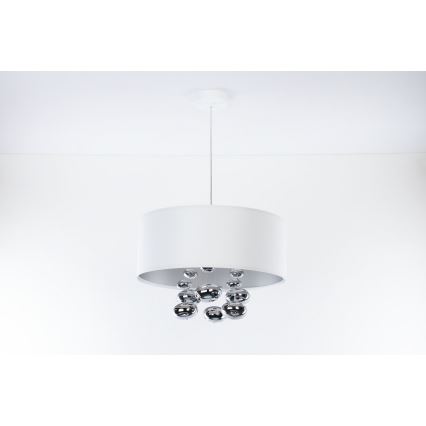 Cable-hung pendant lamp BUBBLE 1xE27/60W/230V Ø 50 cm white