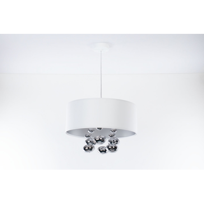 Cable-hung pendant lamp BUBBLE 1xE27/60W/230V Ø 50 cm white