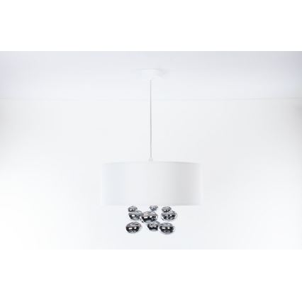 Cable-hung pendant lamp BUBBLE 1xE27/60W/230V Ø 50 cm white