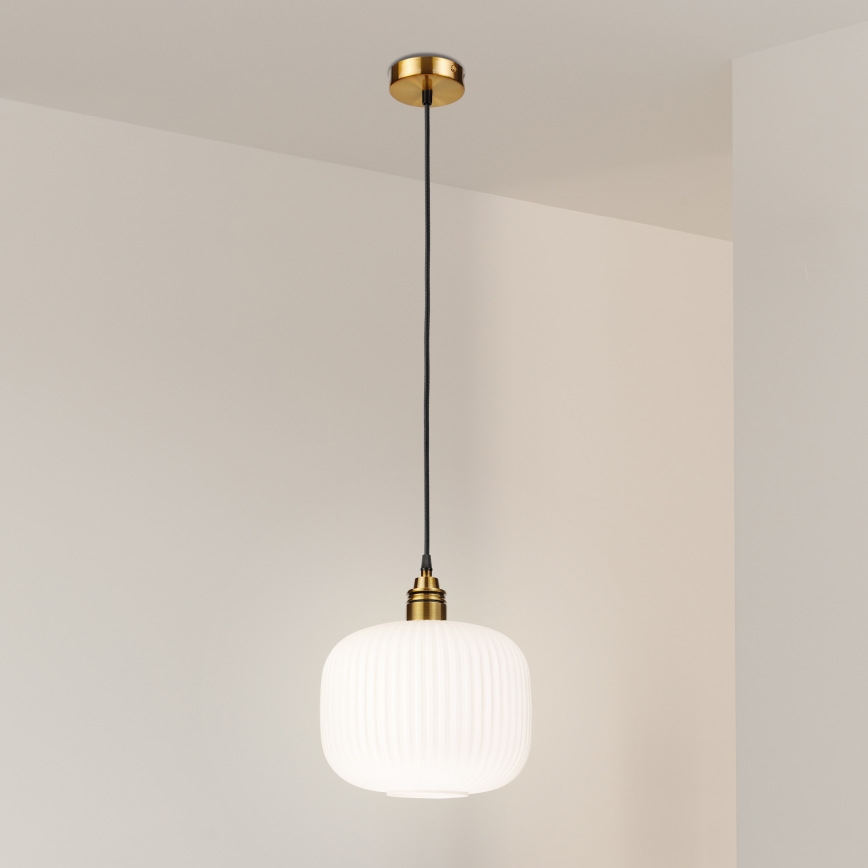 Cable-hung pendant lamp HECTOR 1xE27/15W/230V white/brass Ø 25 cm