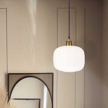 Cable-hung pendant lamp HECTOR 1xE27/15W/230V white/brass Ø 25 cm