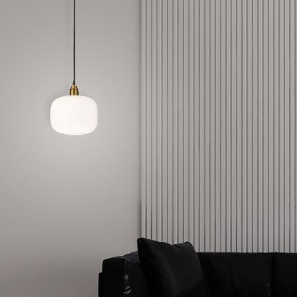Cable-hung pendant lamp HECTOR 1xE27/15W/230V white/brass Ø 25 cm