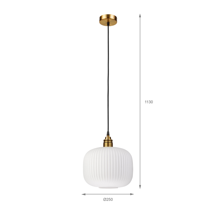 Cable-hung pendant lamp HECTOR 1xE27/15W/230V white/brass Ø 25 cm
